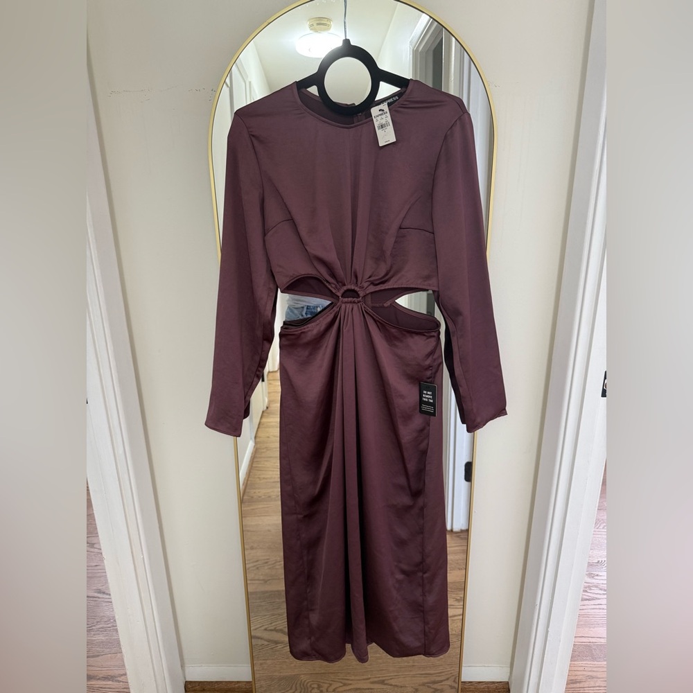 Express Deep Purple Long Sleeve Dress